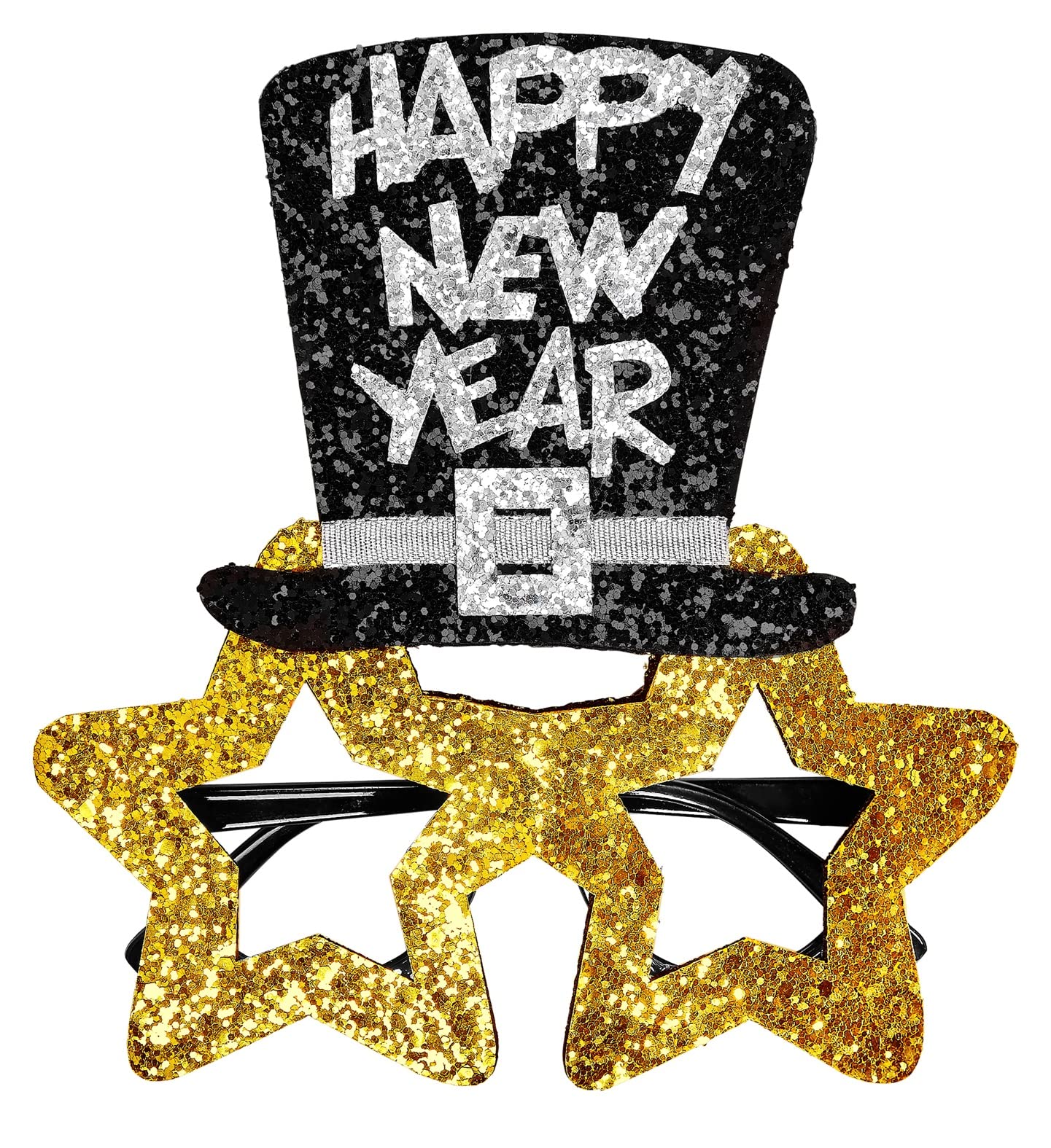 W WIDMANN MILANO Party Fashion - Happy New Year Glitter Glasses Adult Unisex, Holidays, Celebrations, Funny, Carnival, Theme Parties, Gold Color