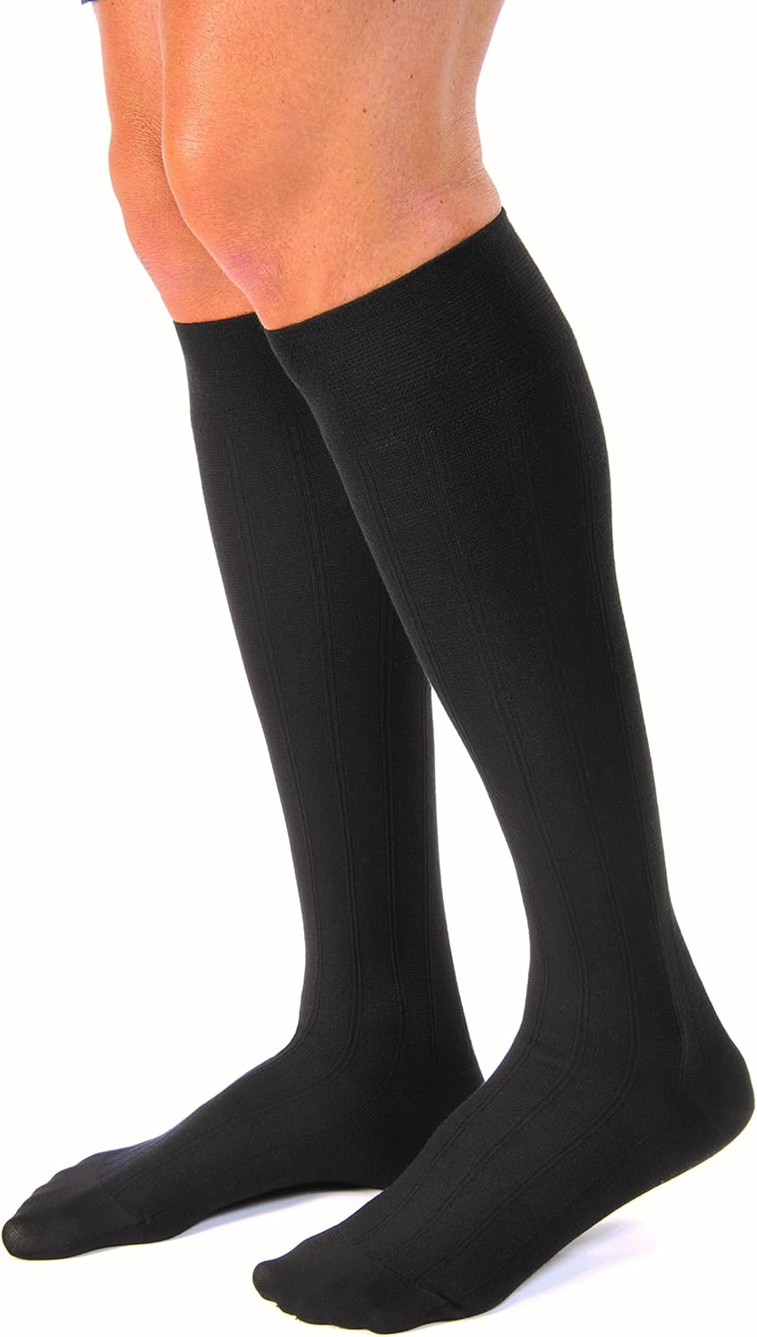 JOBST forMen Casual 20-30 mmHg Knee High Compression Socks, Black, Large Full Calf: Health & Personal Care