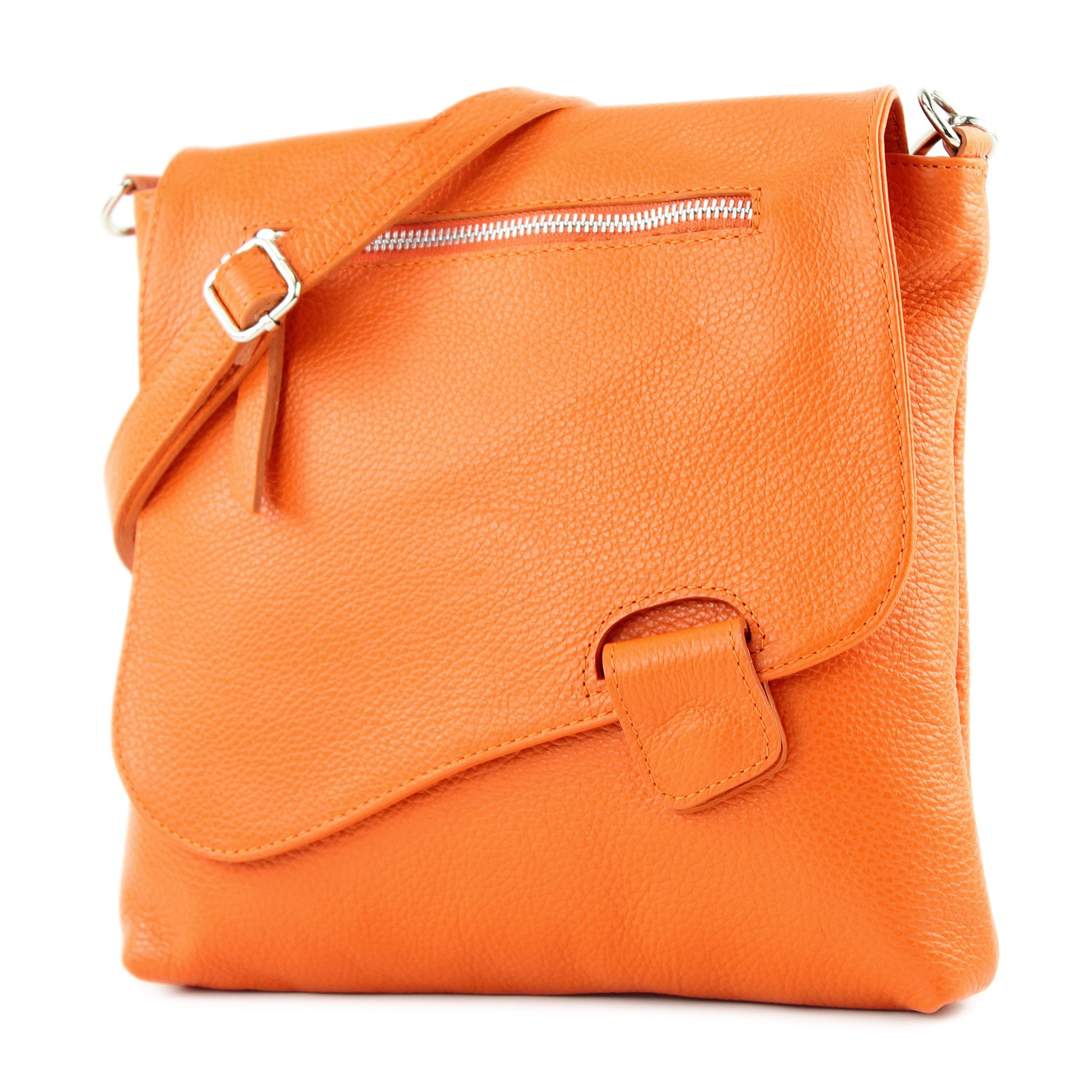 modamoda de - T146 - ital messenger bag shoulder bag made of leather, color:Orange2021