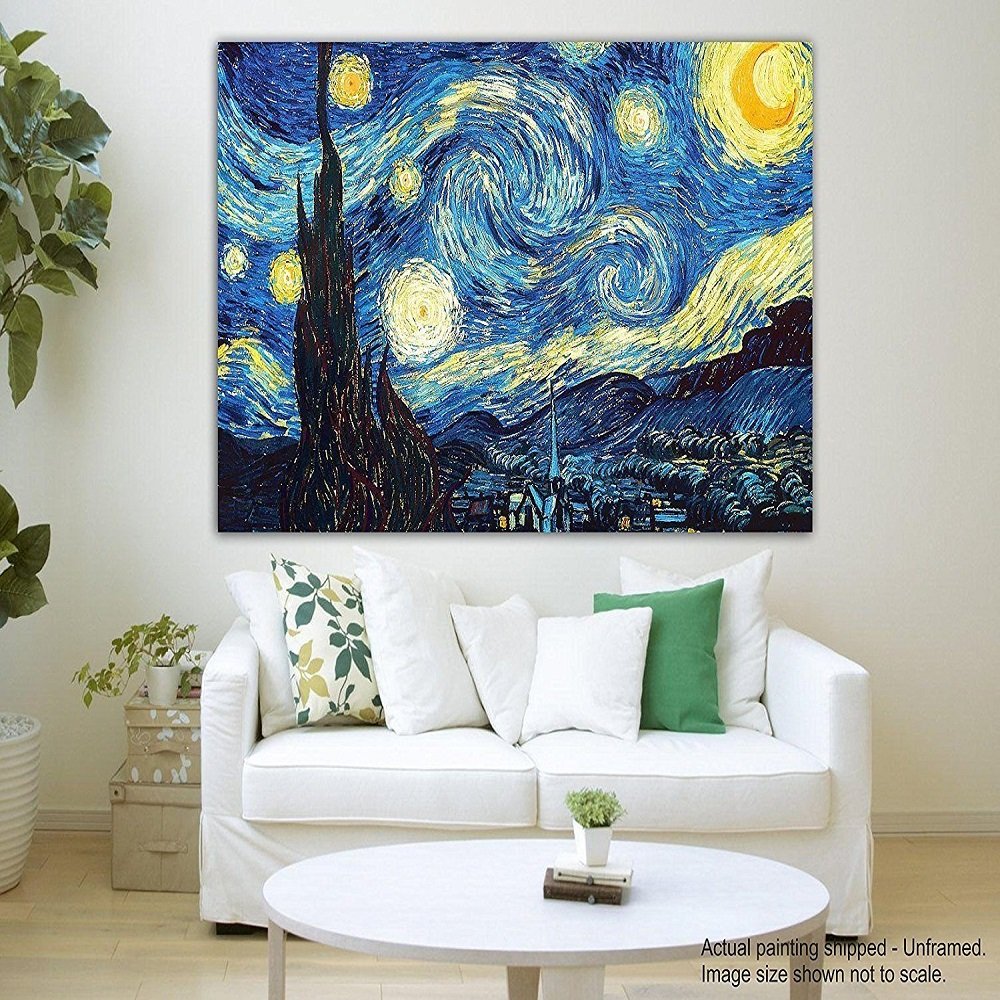 Paper Plane Design The Starry Night Vincent Van Gogh Modern Art Canvas Painting For Living Room Bedroom 23x41 Inch Multicolour