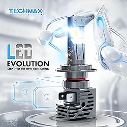 TECHMAX H7 Bulb, Small Design 6500K White Light