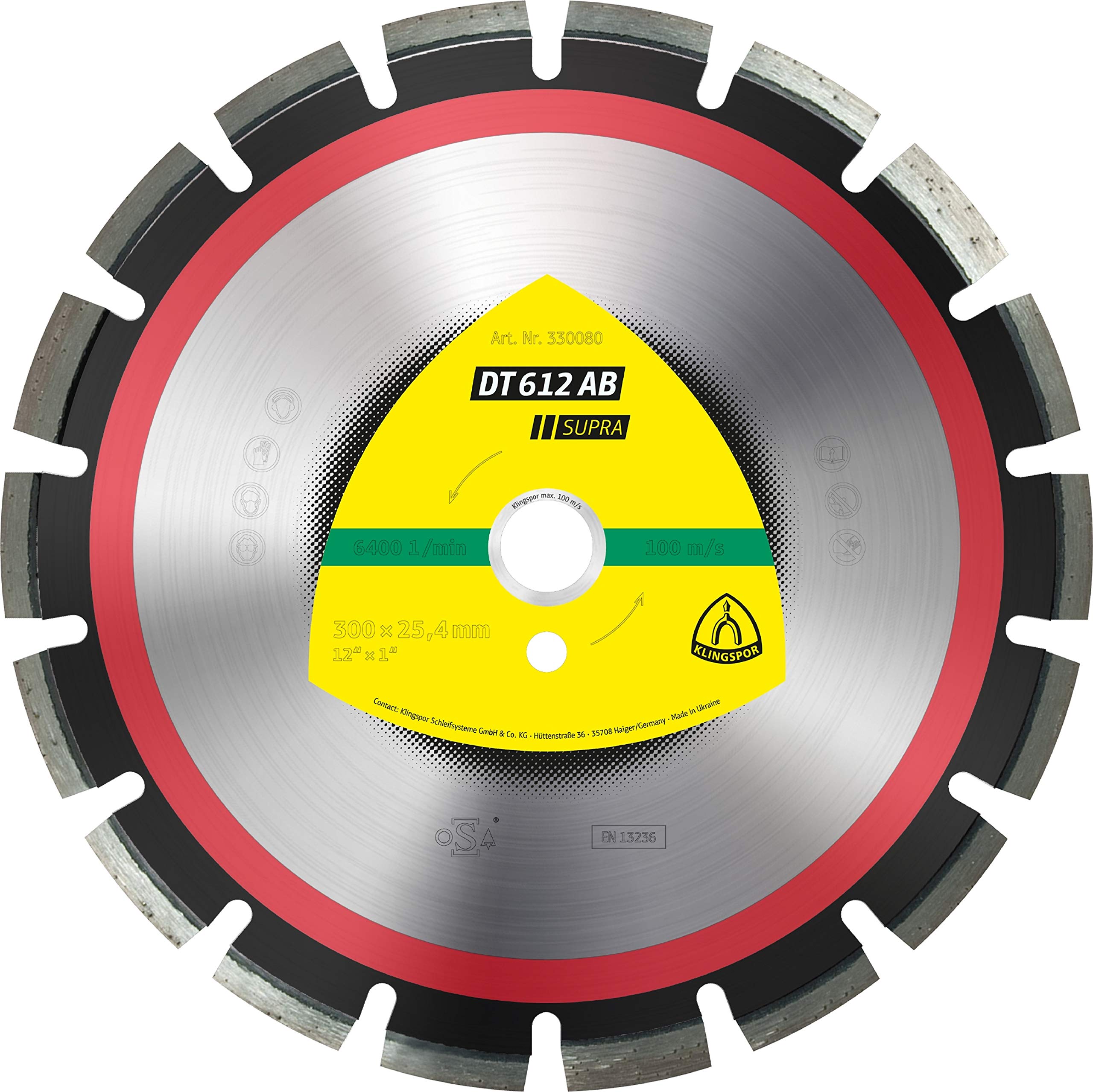 Klingspor KLI-330081 330081 DT 612 AB Diamond Cutting Discs 350 x 3.2 x 25.4 mm 21 Segments 40 x 3.2 x 10 mm Wide Toothed Content: 1 Piece