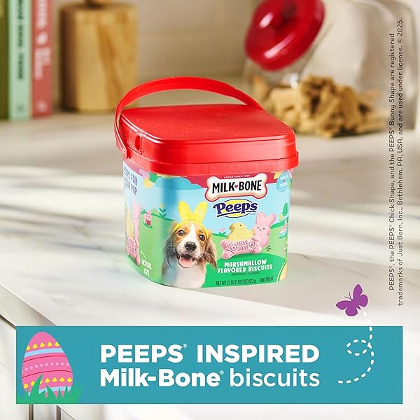 MILK-BONE PEEPS ARTIFICIALLY MARSHMALLOW FLAVORED DOG TREATS, 22 OZ. PAIL