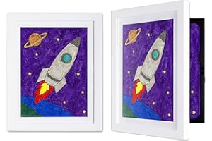 Dynamic Frames Li’l Davinci Front-Open 2-Pack Kids Art Frames, Wooden Frames for 9x12 Artwork, Prints & Certificates, Store up to 50 per Frame, 11.75 x 14.75 Outer Dimensions, White