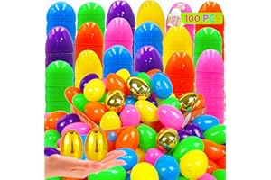 GOVETOM [6 Golden Eggs] 100 PCS Plastic Easter Eggs ,2.3" Empty Easter Eggs Fillable Colorful Bright Plastic Eggs Bulks Easter Hunt For Easter Egg hunt Filling Treats Easter Basket Stuffers Easter Party Favor