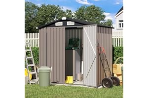 Verano Garden 6x4 FT Outdoor Storage Shed, Galvanized Metal Steel Garden Shed,Double Door W/Lock, Bike Storage for Backyard, Patio, Lawn (72.05" × 38.58"× 77.17")