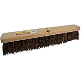 Bristles 4218 18” Outdoor Push Broom Head – Heavy Duty Hardwood Block, Rough Surface Stiff Palmyra Fibers, Brown