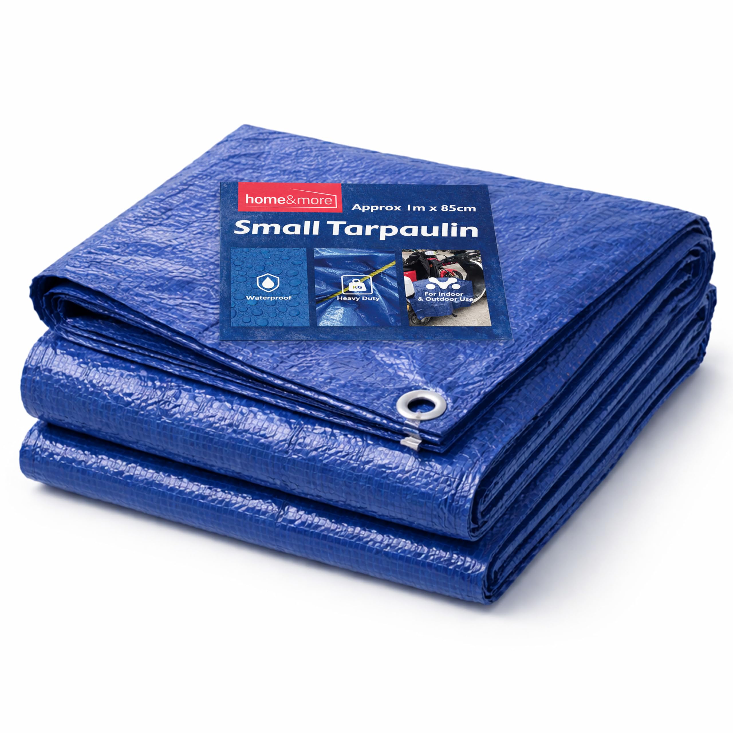 SOL 1 Meter Small Tarpaulin Waterproof Heavy Duty 1m x 0.85m 110 GSM Plastic Sheet Tarp 4x Corner Eyelets Multipurpose Weather Resistant Cover Protective Sheet Outdoor Garden Camping DIY Use