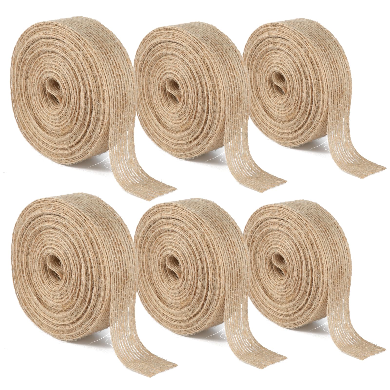 KINGLAKE 2cm Hessian Ribbon Roll, 60m Burlap Jute Ribbon for Gift Wrapping, Natural Brown Craft Ribbons for Crafting, Florist, Presents Packing, Rustic Wedding & Christmas Decorations