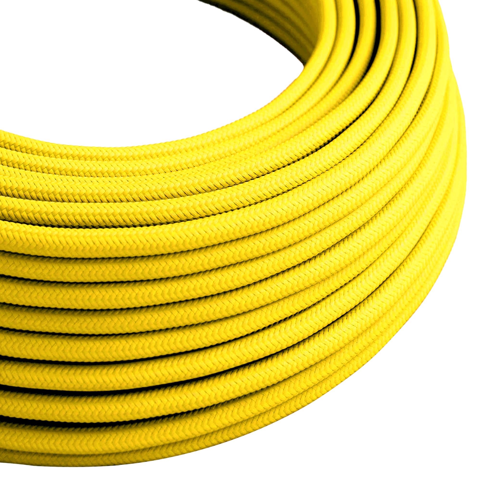 LEDSone Vintage Fabric 3 Core Yellow Colour 0.75mm Italian Braided Cable, 5 Meters Electrical Flexible Lamp Cable Wire For UK Lighting