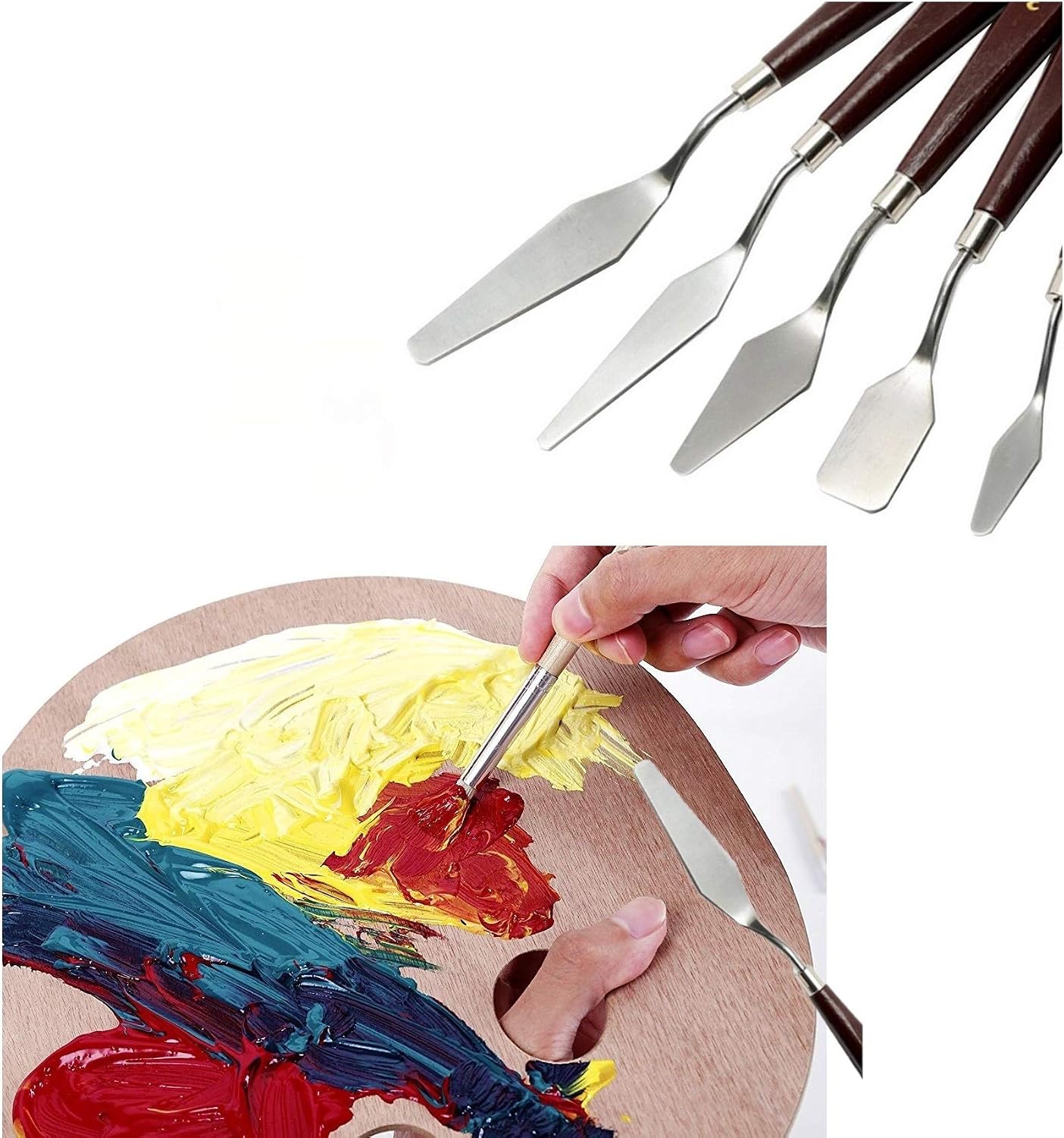 EXERZ Palette Knives Set 5 pcs Stainless Steel Wooden Handle. Spatula/Scraper. Art Supply - Image 5