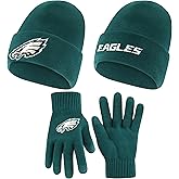 Ultra Game Adults NFL Official 2 Pack Super Soft Winter Beanie Knit Hats with Warm Touch Screen Gloves