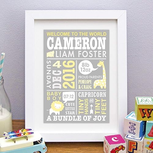 personalised new baby framed print