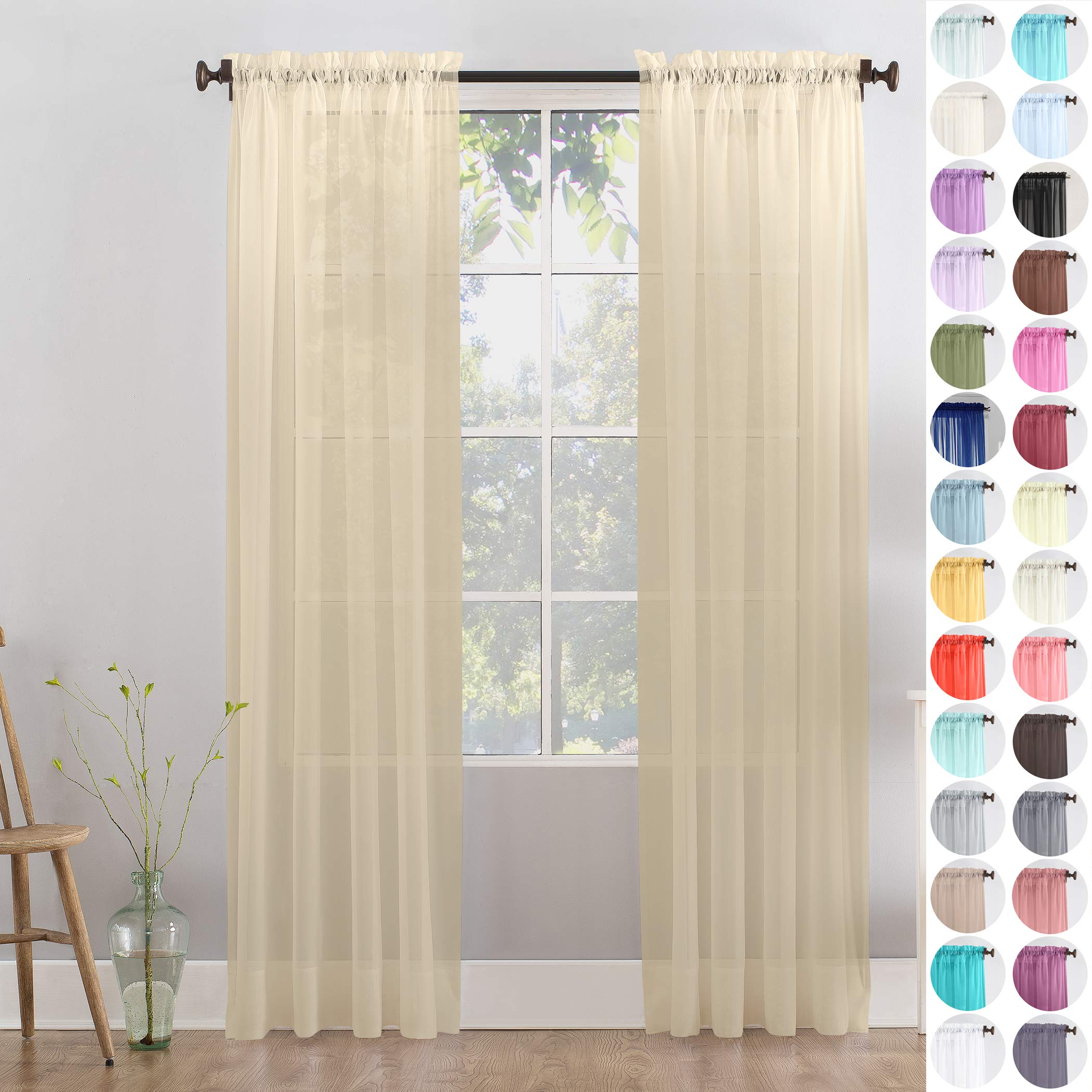 Megachest pair of sheer voile RING top (mink, 56" wideX90 drop(W142cmXH228.5cm))