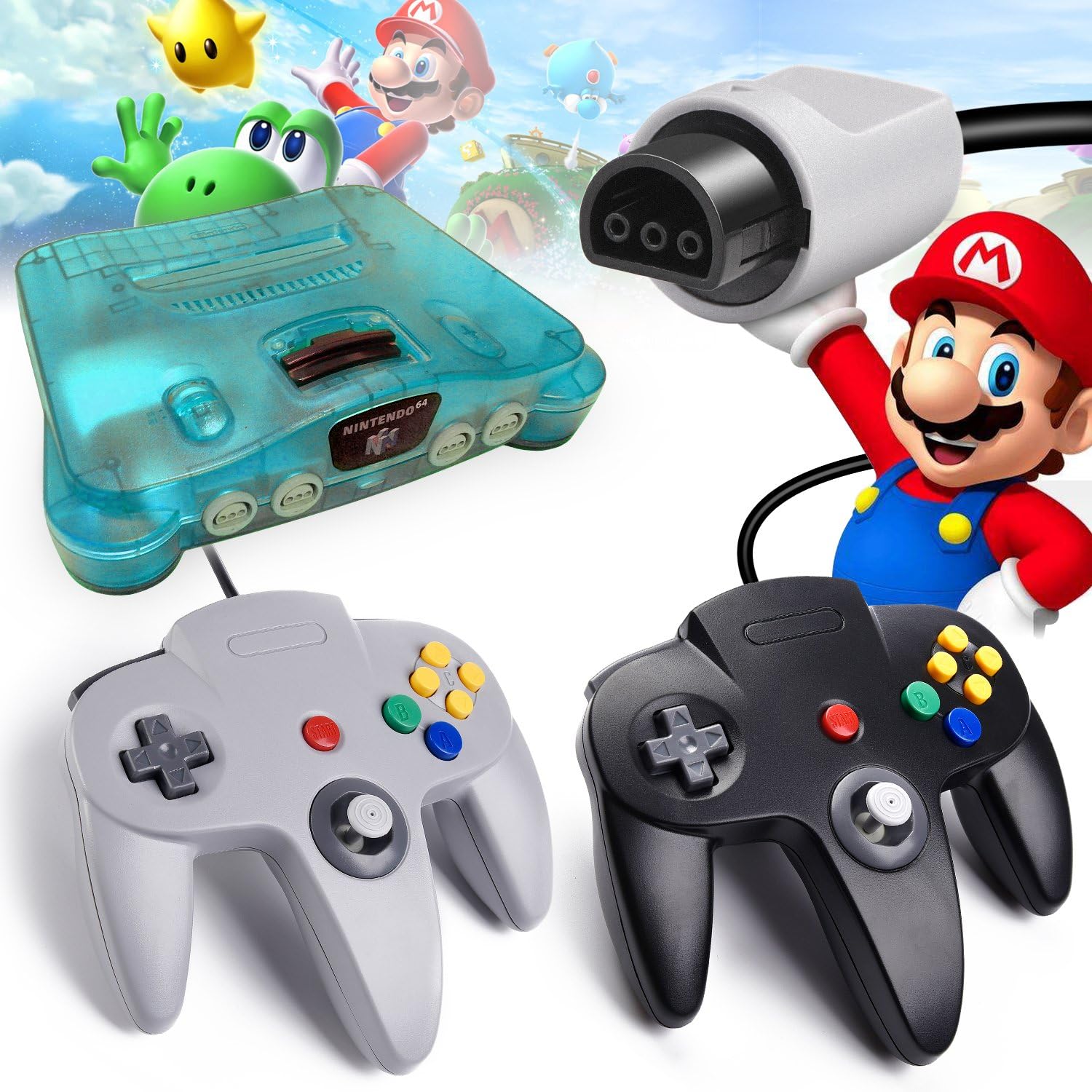 2 Pack N64 Controller, iNNEXT Classic Wired N64 64-bit Gamepad Joystick for Ultra 64 Video Game Console: Computers & Accessories