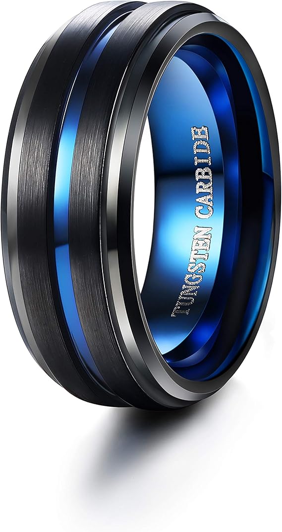 Florideco 8mm Tungsten Rings Black Thumb Ring Men Wedding Engagement