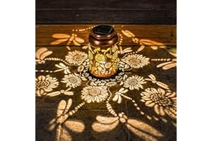 WACLSTDAY Christmas Gifts for Women Mom Grandma,Sunflower Solar Lanterns Outdoor Waterproof Hanging Solar Lights,Birthday Gift Dragonfly Lantern Metal,Garden Decor Decorative Yard,Patio,Lawn,Porch,Deck,Balcony