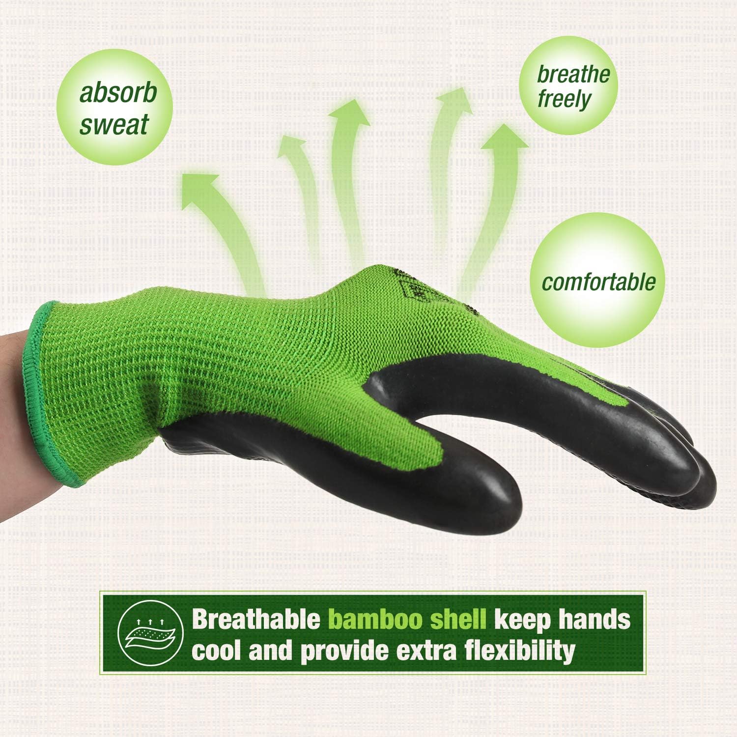 WORKPRO 2 Pairs Garden Gloves, Working Gloves with Eco Latex Palm Coated, Works Gloves with Touchscreen for Weeding, Digging, Raking and Pruning(M): Garden & Outdoor