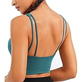 JOYSPELS Smooth Feeling Square Neck Longline Sports Bra Open Back Strappy Workout Crop Tank Tops for Women Yoga Athletic