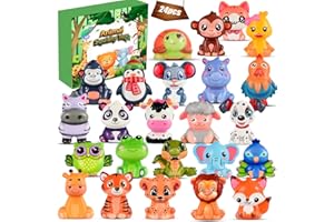 PLOUGVI 24PCS Party Favors for Kids, Animal Squishy Toys, Goodie Bag Pinata Fillers, Safari Wild Birthday Decorations, Treasure Chest Classroom Prizes,Easter Halloween Christmas Stocking Stuffers Gifts