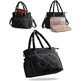 Marscamd Puffer Bible Bag with Crossbody Strap and Water Bottle Pockets, Quilted Bible Tote Church Bag for Women