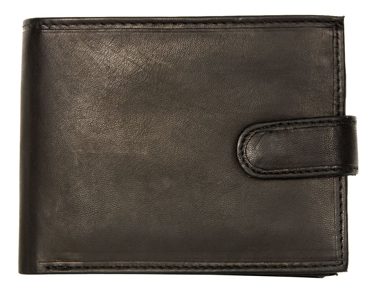 VLADY'S Very Dark Brown Nearly Black Soft Genuine Leather Wallet with buckle