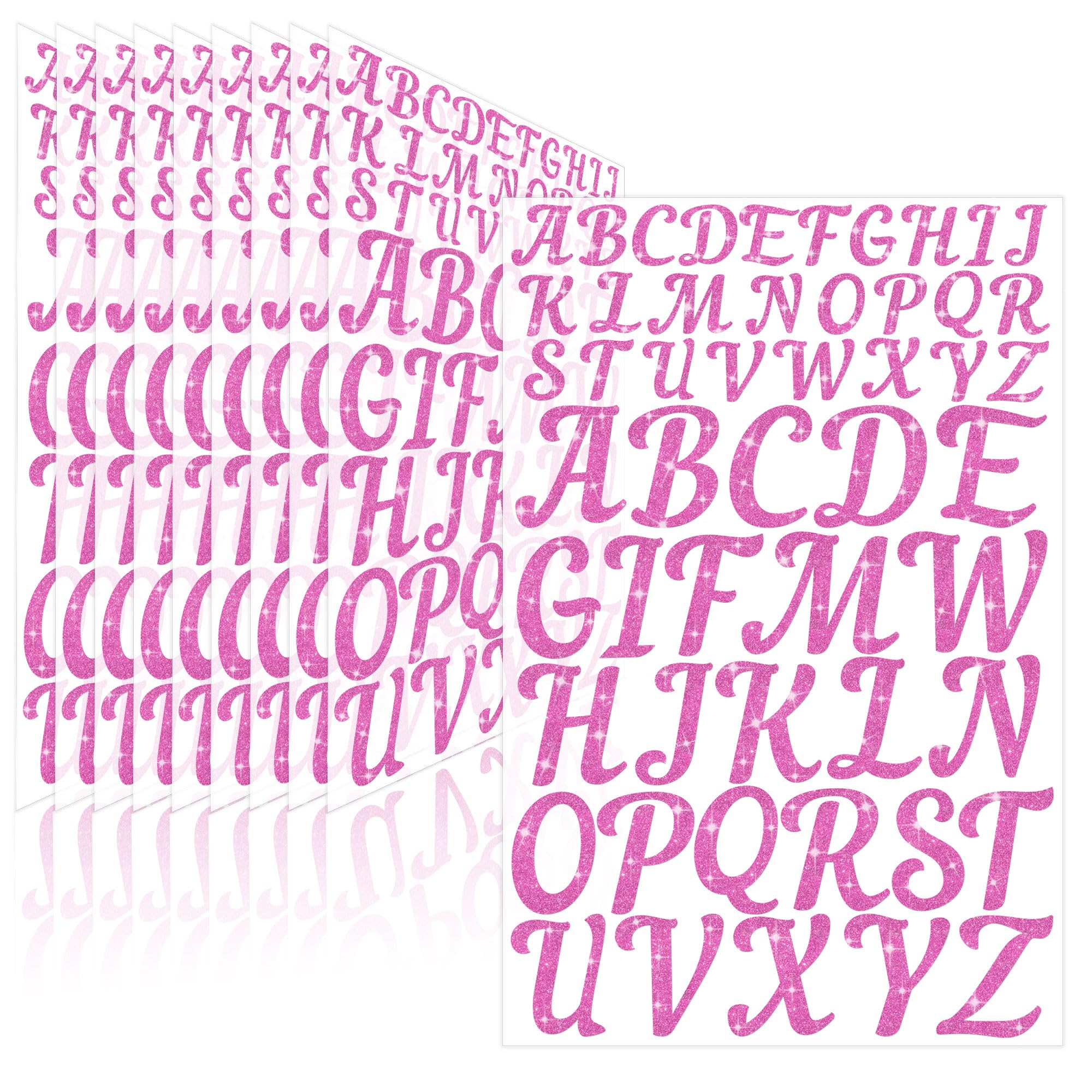 Photo 1 of 10 Sheets Letter Stickers Glitter 520Pcs Large Capital Alphabet Stickers Vinyl Self Adhesive Stick on Letters for Water Bottle Scrapbooking Mailbox Crafts Bulletin Board Graduation(Pink,1 Inch,2 Inch)