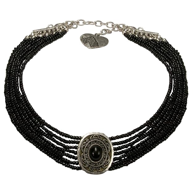 Alpenflüstern Trachten-Perlen-Kropfkette Josepha - Elegante Trachtenkette Damen-Trachtenschmuck, Filigrane Dirndlkette in tra