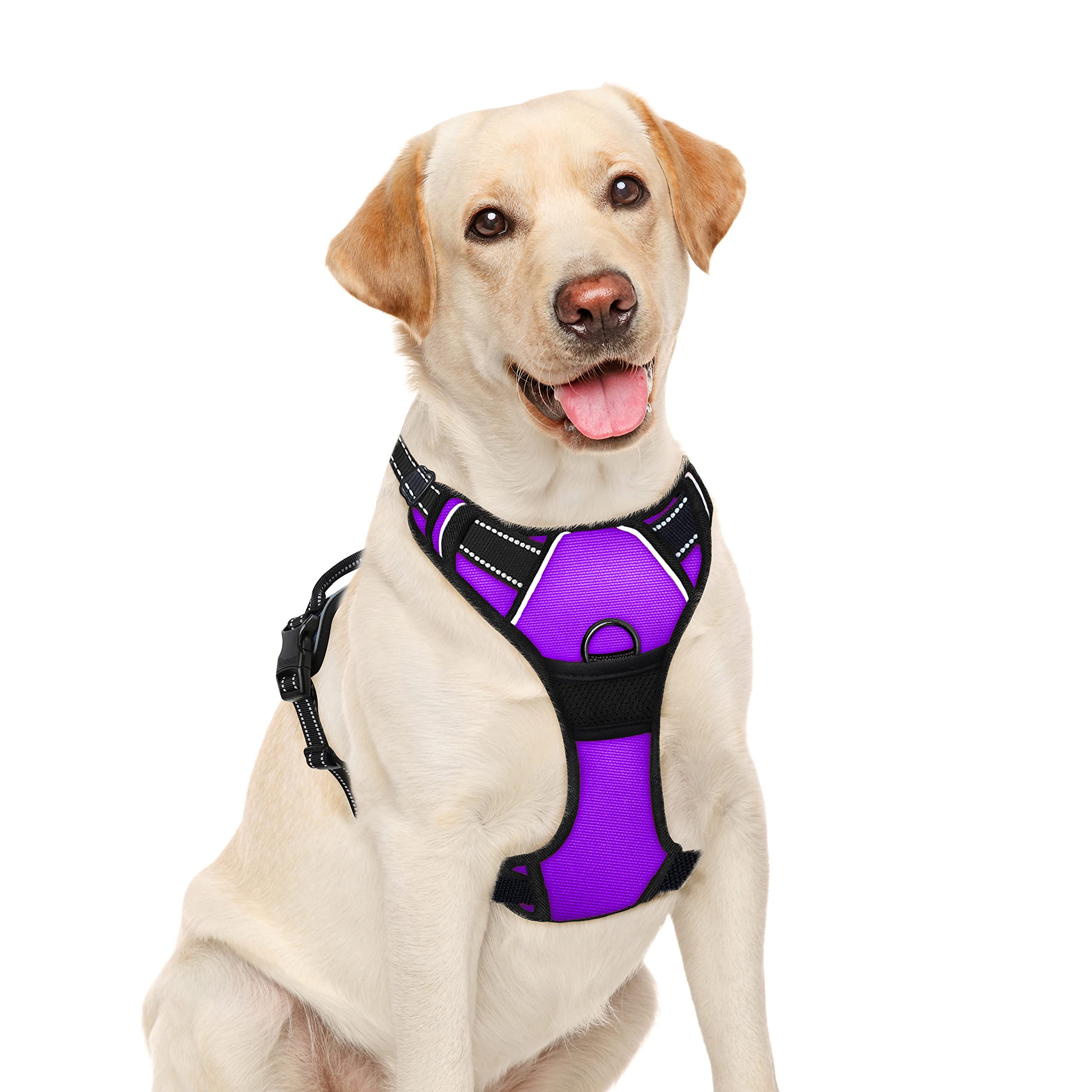 BARKBAY No Pull Dog Harness Large Step in Reflective Dog Harness with Front Clip and Easy Control Handle for Walking Training Running(Purple,L)