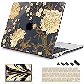 Mektron Designed for 2025/2024/2023 MacBook Air 15 INCH M4 A3241 /M3 A3114 /M2 A2941 Case, Printed Plastic Hard Shell Cover with 15.3" Liquid Retina Display Touch ID, Peony Flowers C186