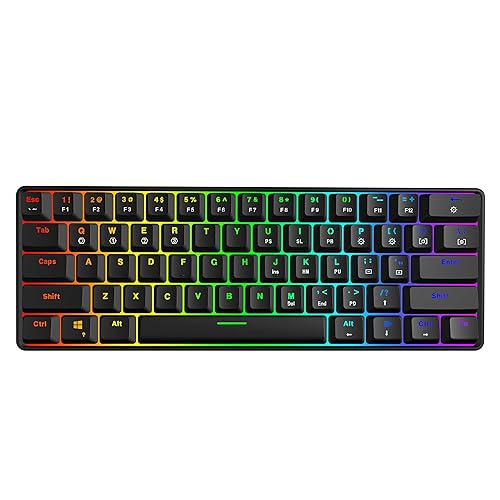 SKYLOONG GK61 SK61 60% Mechanical Keyboard 61 Keys Portable Small Full Keys Programmable Gaming Keyboard Red Switch Hot Swappable RGB Mechanical Keyboard for PC Mac Laptop