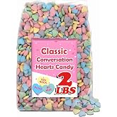 Valentine's Candy Conversation Hearts Bulk, 2 Lbs, Small Conversation Hearts with Classic Romantic Sayings, 5 Assorted Fruity Flavors, Heart Shaped Candies for Valentines Day, Classroom Exchange