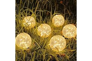 SyouHome Solar Garden Lights Outdoor Waterproof, 6 Pack LEDs Cracked Glass Ball Light, Ground Landscape Garden Decor, Solar Globe Decorative for Pathway/Patio/Lawn/Yard, 3.9"