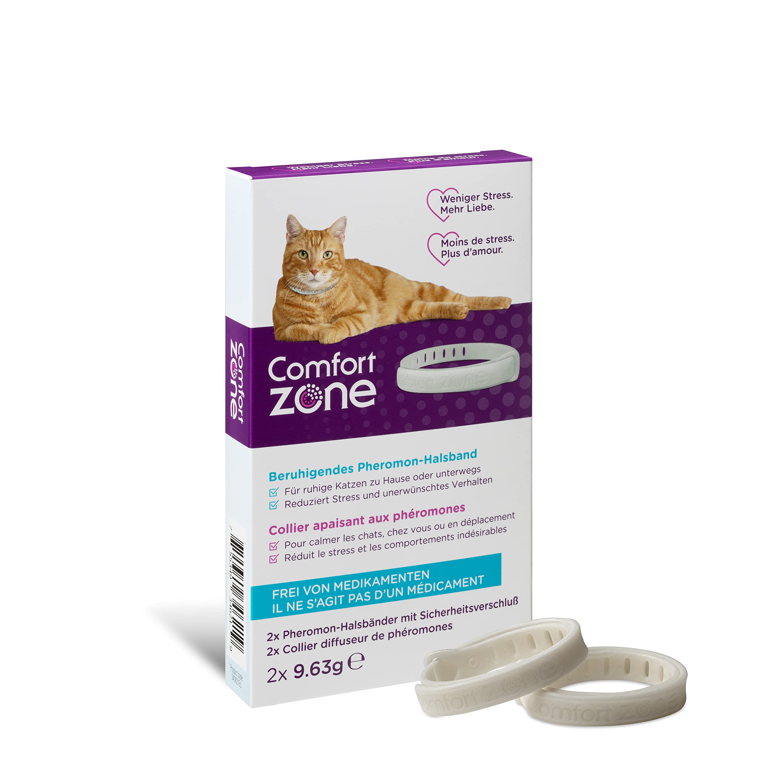 Pheromone Calming Collar for Cats Helps Them Feel Safe and Satisfied, Be Calm and Reduce Stress, Anxiety and Unwanted Behavior, Pack of 2 Collars