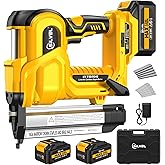 SILVEL 2" Cordless Brad Nailer, 2-in-1 21V Electric Brad Nailer with 2 * 2.0Ah Battery, 1000pcs Nails, 18GA Staples, Adjustable Depth for Woodworking, Home Improvement, yellow