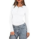 PRETTYGARDEN Womens Casual Long Sleeve Tops 2026 Fall Crew Neck Fitted Henley Shirts Basic Tee Blouse Knit Going Out Outfits