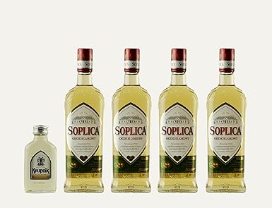 4x Soplica Haselnuss + 1x kostenfrei Krupnik Haselnuss in der Probiergröße (32%, 0,1 Liter) | Polnischer Haselnusswodka/-likö