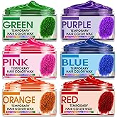 6 Color Temporary Hair Color Wax,Christmas Gifts,Stocking Stuffers for Kids, Blue Green Purple Pink Orange Red Hair Dye Natural Instant Hair Wax Color,DIY Temporary Hair Color for Kids Teens Women Men