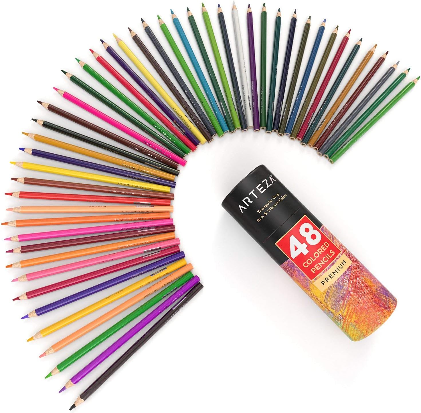Arteza Colored Pencils, 48 Colors, Soft, Highly-Pigmented, Wax-Based Core Pencil Crayons, Art Supplies for Adults & Kids: Office Products
