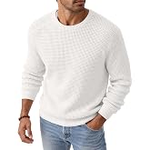 JMIERR Men's Cotton Blend Crewneck Pullover Sweater Waffle Knitted | Cotton Rich Sweater, Long Sleeve, Warm Fall Winter Gear, Casual Soft, Soft Knit Fabric, Old Money