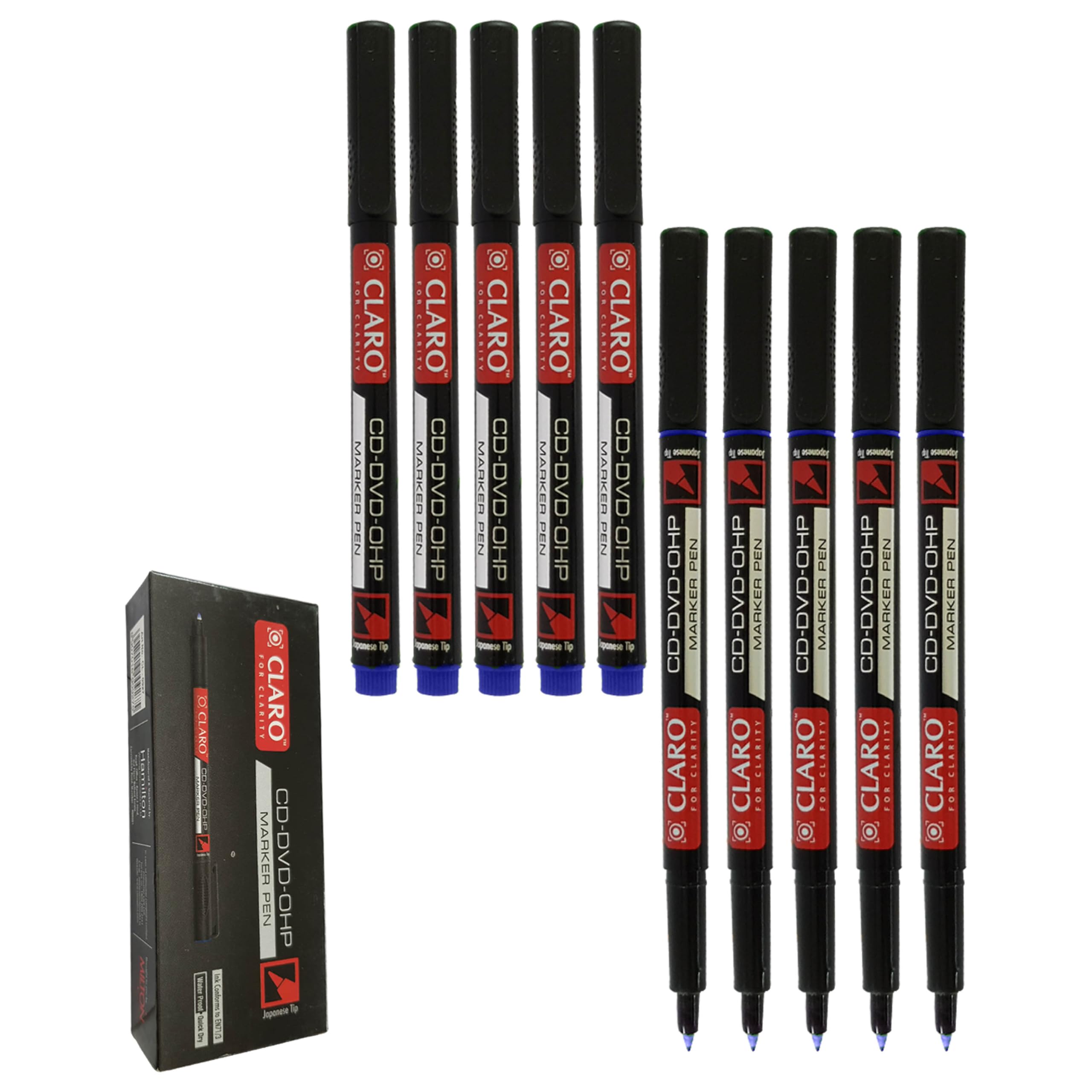 SUPEX Permanent Marker Pens, BLUE, Fine Tip, Pack of 10, CD-DVD-OHP Marker Pens, UV Resistant Ink, Quick Dry, Waterproof Ink, iZOFAX Black Ball Pen