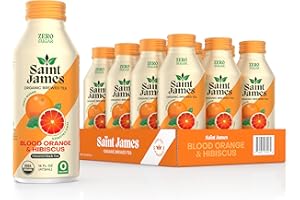 Saint James Iced Tea - Organic Black Tea - Non-GMO, Gluten Free, Zero Calorie, Zero Sugar - Blood Orange, 12 Pack (16 fl oz each)