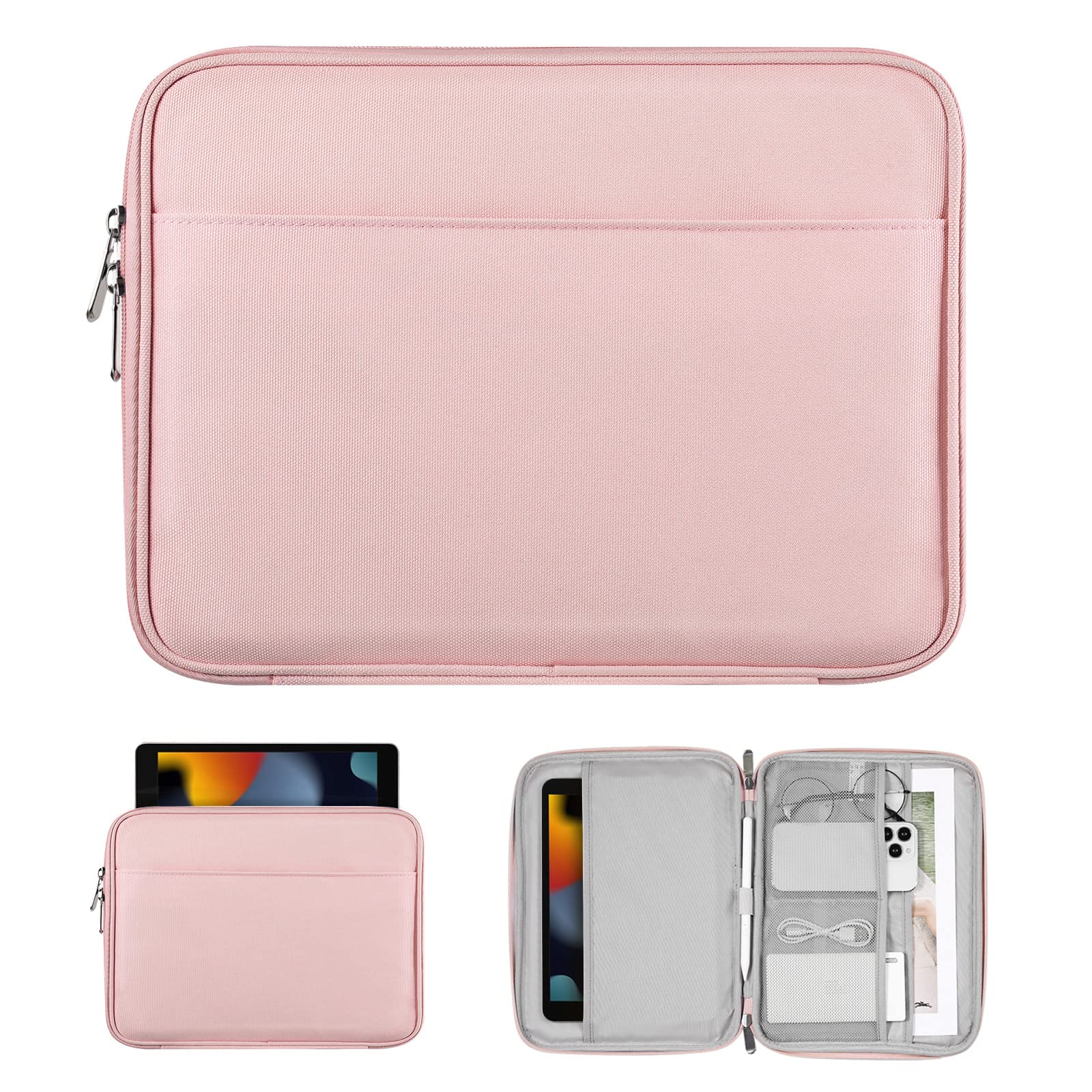 TiMOVO 9-11 Inch Tablet Sleeve Bag for iPad 11-inch A16 2025, iPad 10th Gen. 10.9", i Pad 10.2", i Pad Air 11/5th/4th Gen. 10.9", Galaxy Tab A9 Plus 11", Carrying Case with Pocket, Pink
