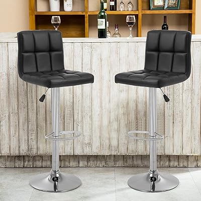 Buy Officlever Modern Bar Stool Set Of 2 Counter Height Barstools Heigh Adjustable Swivel Bar Stool Pu Leather Bar Chairs Home Kitchen Stools Hydraulic Dining Room Chairs Black Online In Tunisia B08r1q82wy