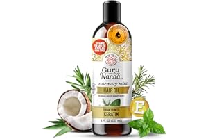 GuruNanda Rosemary Mint for Hair Growth with Keratin & Vitamin E Oil – Encourages Scalp, Shine & Hair Strengthening- 100% Natural, Cruelty-Free, 8oz