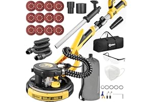 ACCUCRAFT Drywall Sander, 800W Powerful Electric Drywall Sander with Vacuum, 99% Dust Absorption Dust-free Design, 7 Variable Speed 900-1800RPM, 26' Power Cord, LED Light, for Popcorn Ceiling etc