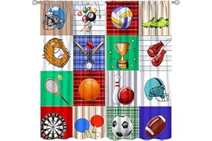 YCNESS Basketball Curtains Boys Sport Kid Curtains for Bedroom, Basketball Sport Theme Window Treatments for Living Room,Teen Boys Girls Room Decor Drapes 2 Panel Sets,42x45 Inch
