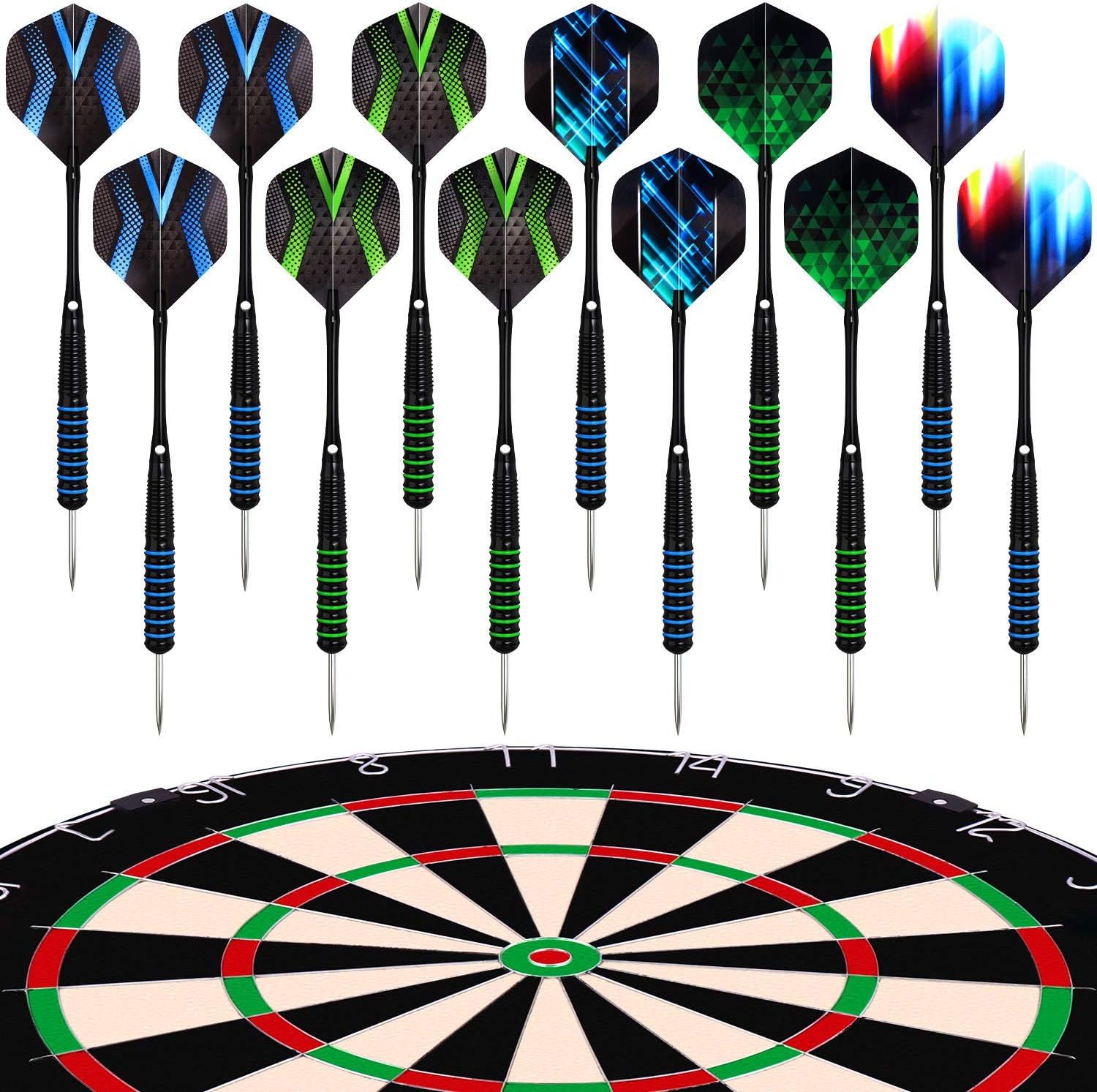 Darts Steel Tip Set Professional for Dartboard 4 Sets 54 Pcs 20 22 Grams with 9 Extra Flights Tool Kit O Rings Ebook : Sports & Outdoors