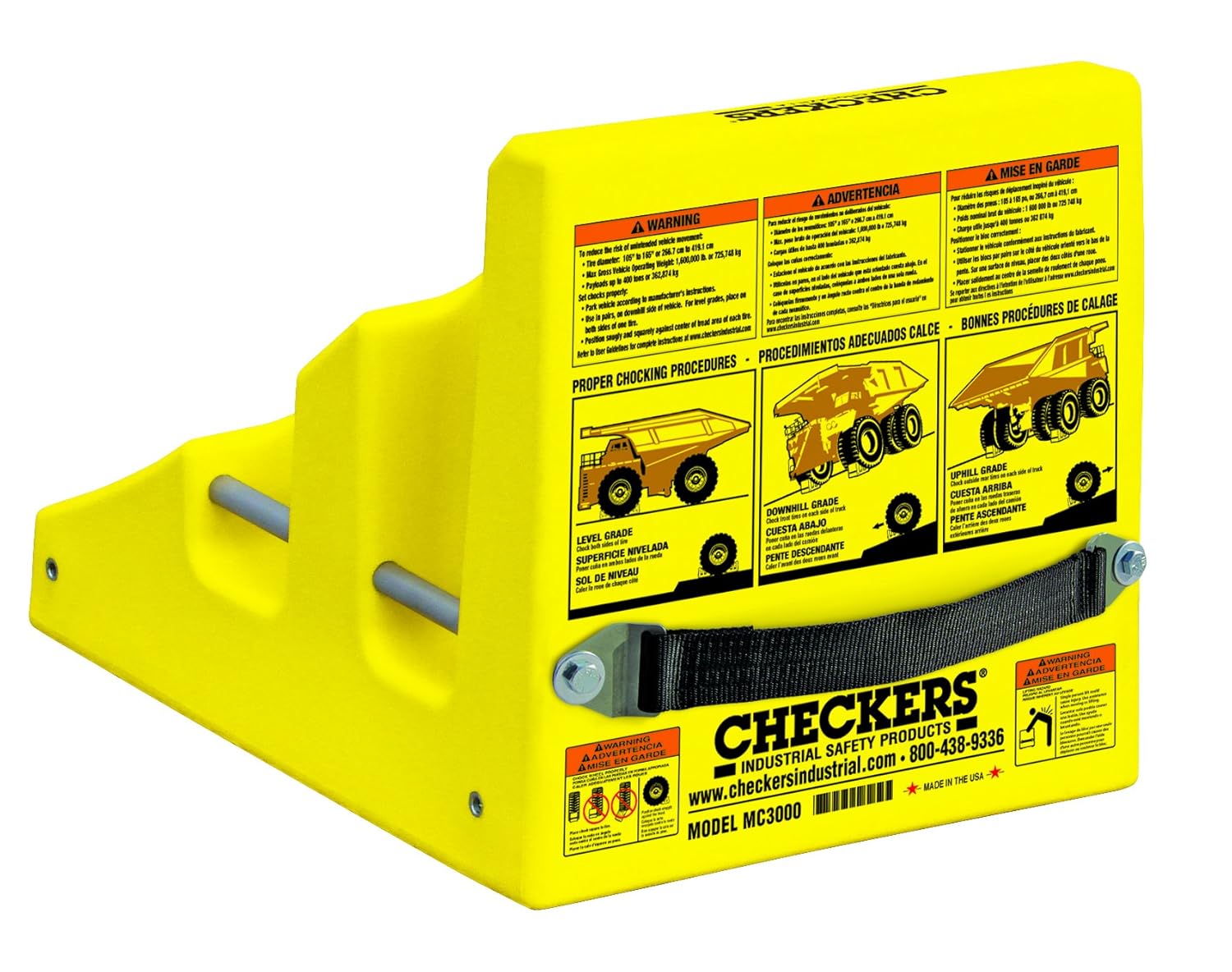 Checkers Industrial Safety Products MC3000 Wheel Chock, 30" x 22" x 22