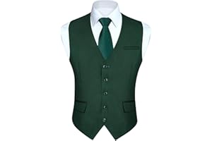 HISDERN Men's Suit Vest Business Suit Vests for Men Formal Slim Fit Solid Wedding Dress Waistcoat for V-Neck Tuxedo Vest